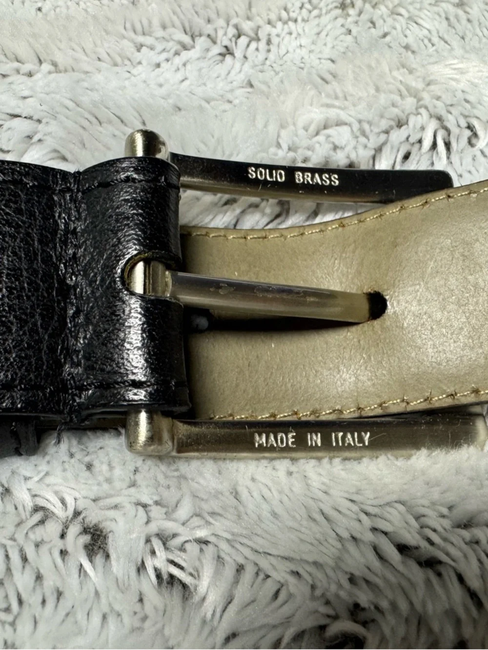 BRUNO MAGLI BLACK LEATHER DESIGNER MENS BELT SILVER BRASS BUCKLE SIZE 34 ITALY